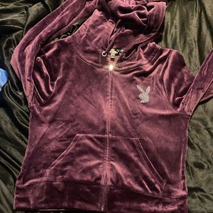 DISCONTINUED PURPLE PLAYBOY VELOUR ZIP UP